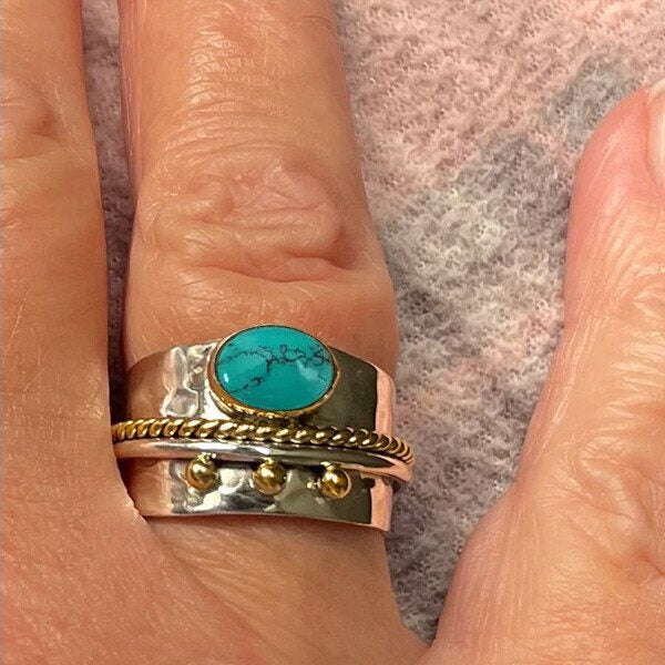 Skanto | Sterlingsølv Turkis Bred Ring
