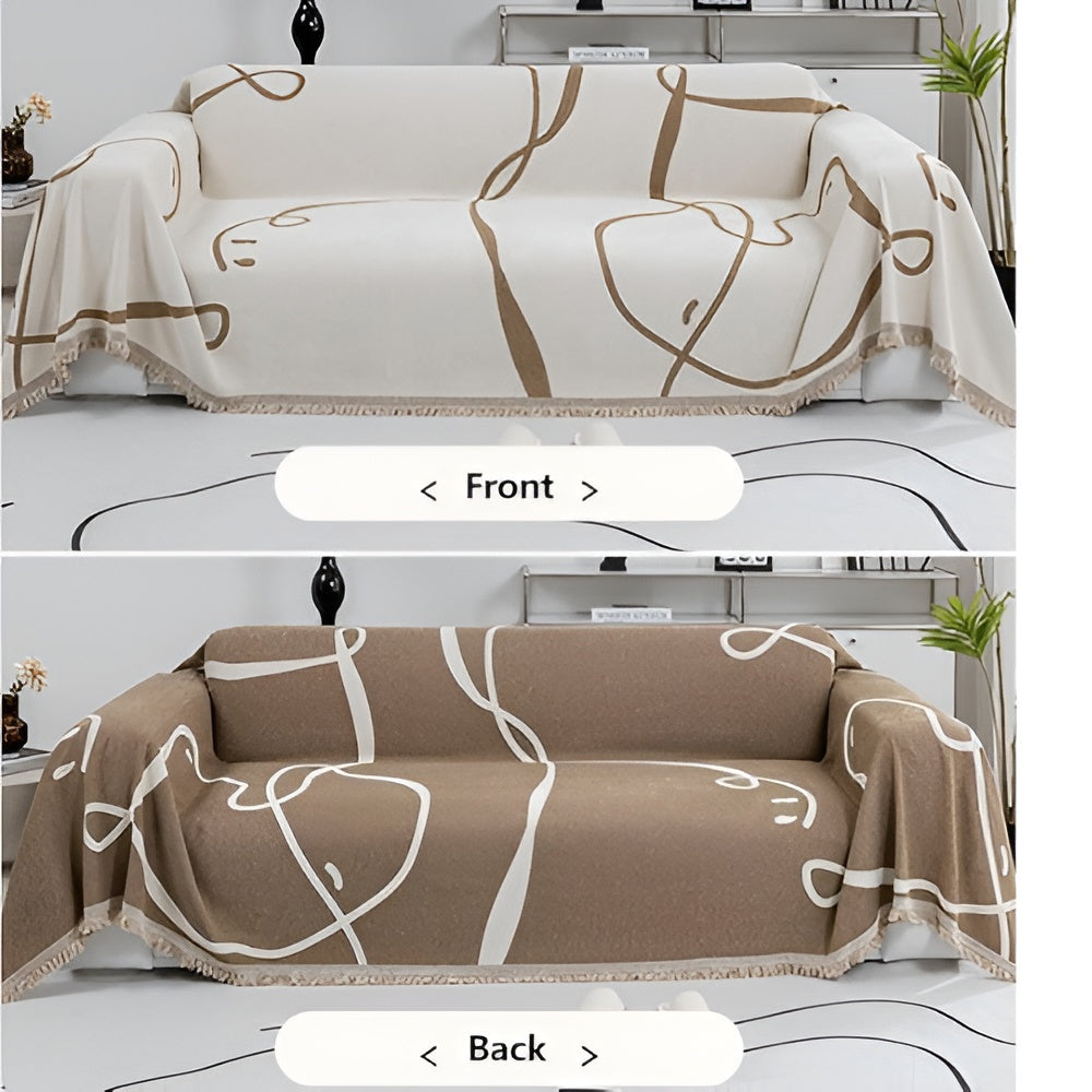 Skanto | Abstrakt Linje Reversible Chenille Sofa Cover
