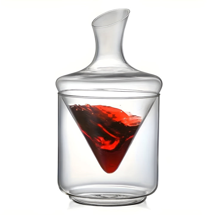 Vinkaraffel med Rask Lufting – Elegant Vanndfallsdesign laget av Glass | For Mer Intenst Aroma og Stilfull Vin Nytelse | Skanto