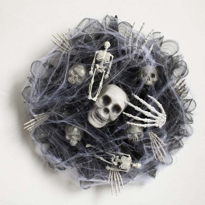 Skanto | Halloween Krans – Mesh Hodeskalle Girlander for Dør- og Veggdekorasjon
