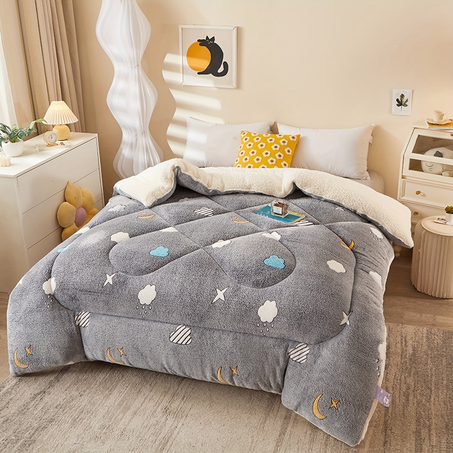 Norvo | Komfortabel blomster mønster flanell dyne for soverommet