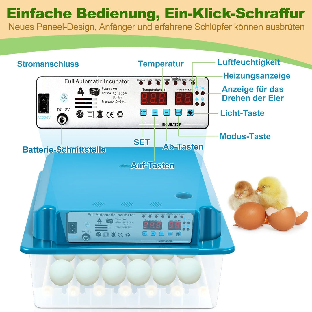 Brutautomat Fulle Automatisk Inkubator for Kyllinger 36 Egg | Skanto