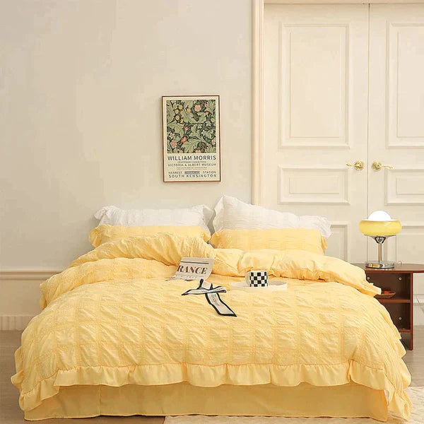 Icy Seersucker Sommer Kjøl Quilt Blonde 4-delt Sett | Skanto