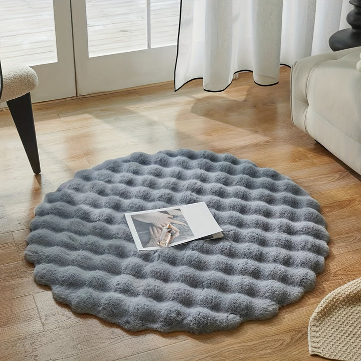 Rund fluffy teppe for stilige rom – Mykt teppe for stue og soverom | Skanto
