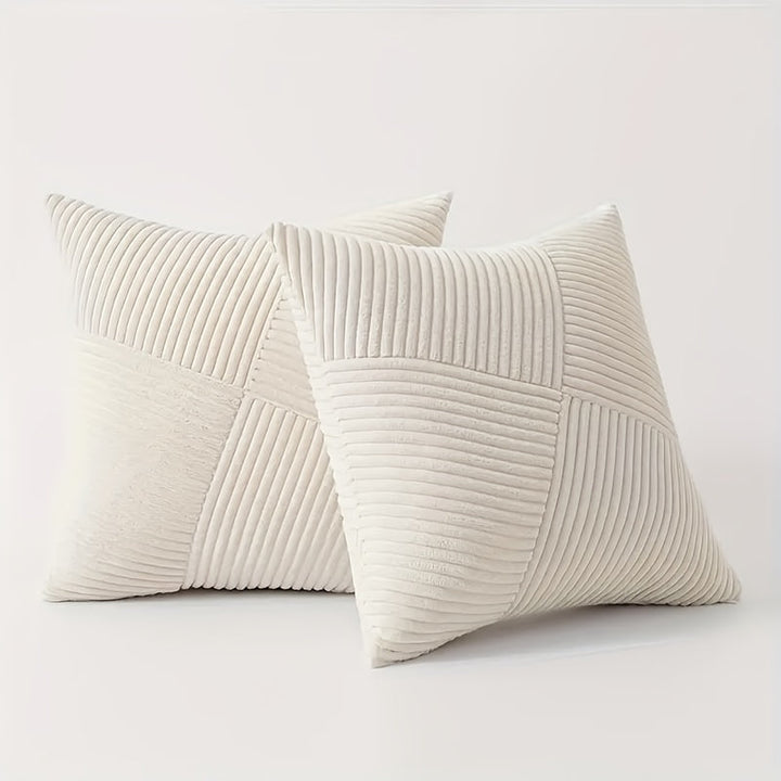 Skanto | NordLiv Putetrekk Sett | Boho Stil | Myk Cord | 2 stykker, 45×45 cm, 50x50cm