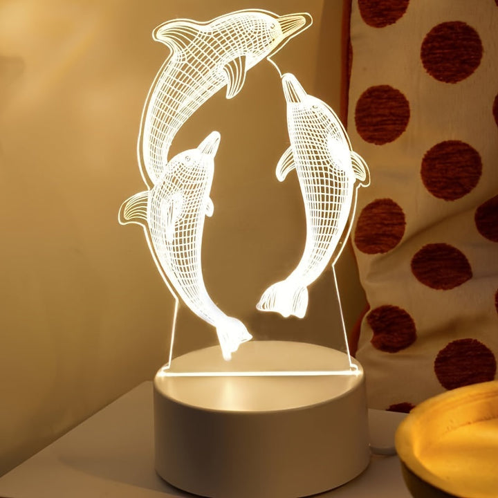 GeoDolphin - Trendy 3D Illusion Bordlampe Skanto