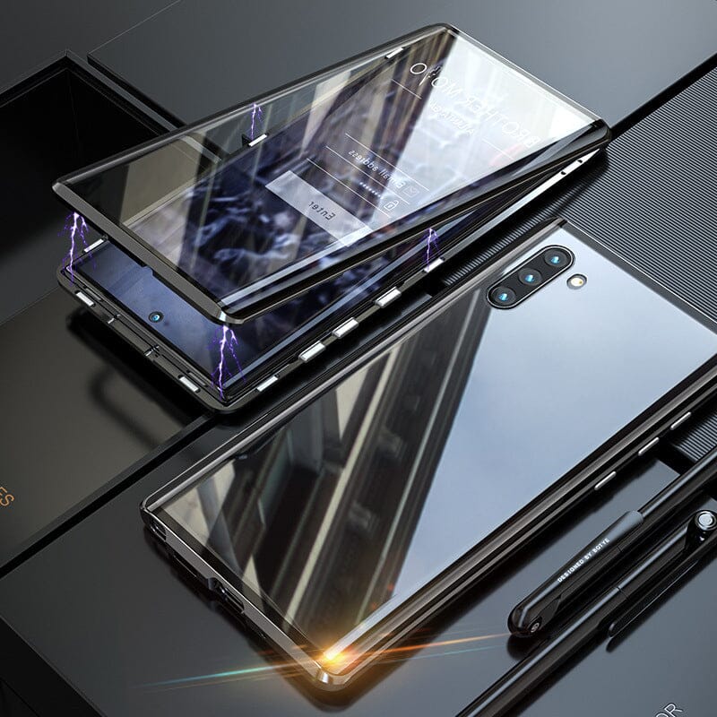 Skanto | Magnetisk herdet glass dobbeltstående telefonveske for Samsung