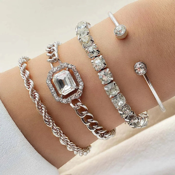 Skanto | 4pcs Diamant Glitrende Armbånd Stable