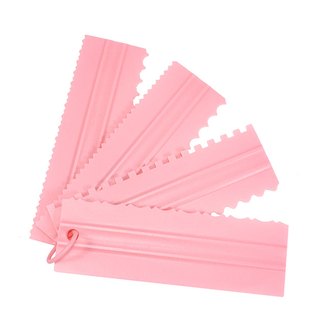 4PCS/Sett Ny Komb Kake Skraper Mønster Krem Skraper DIY Baking Verktøy | Skanto