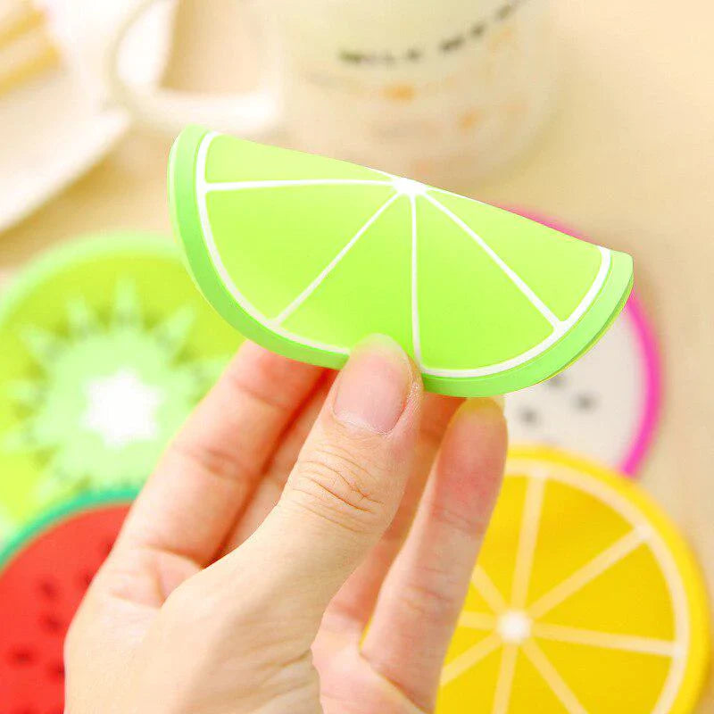 6 stk Fargerik Silikon Frukt Coaster Teikopp Matte Skanto