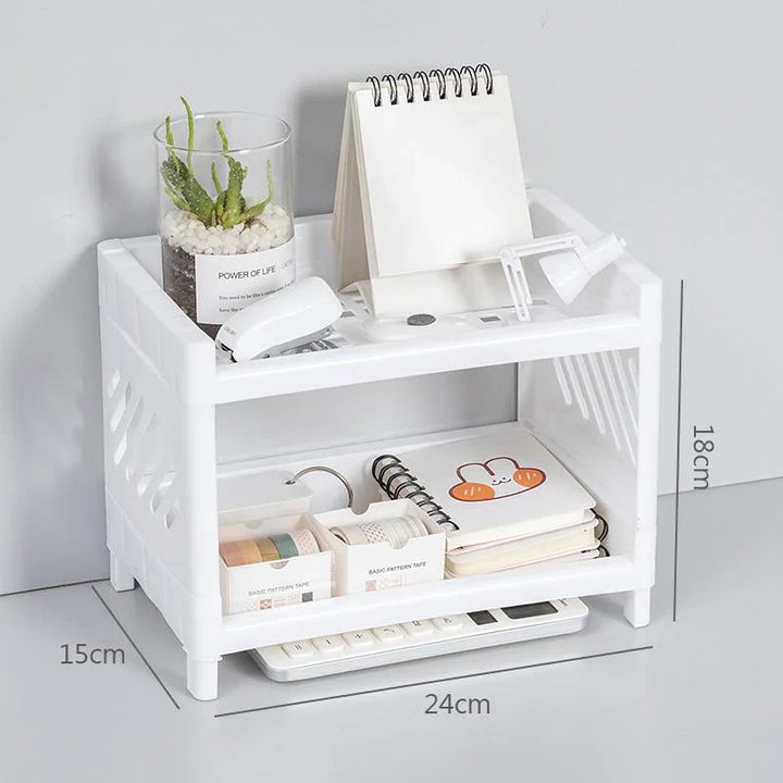 Dobbel Lag Plastic Stroge Organizer Shelf Skanto