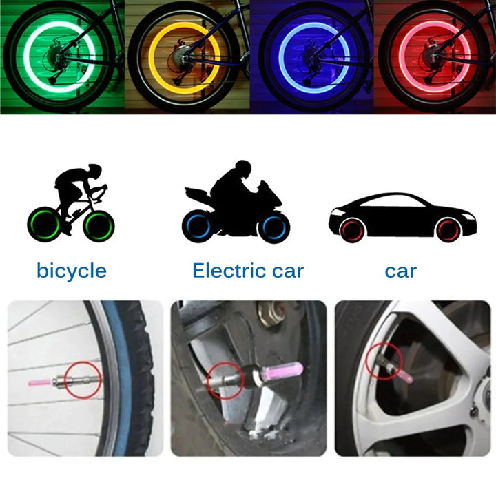 2 stk bilhjul LED-lampe, motorsykkel sykkel dekk ventilhette Skanto