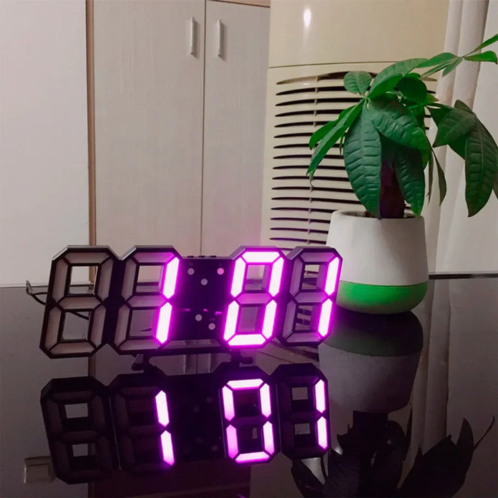 Skanto | TimeGlow 3D LED Veggklokke – Digital klokke med justerbart lys