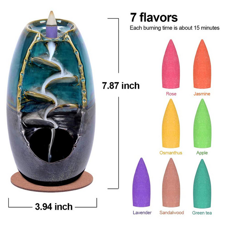 Mountain Incense Holder + GRATIS 7 Autentiske Kegler av Naturlige Dufter Skanto