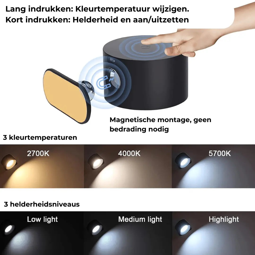 Skanto | Vegglampe Oppladbar Trådløs 360°