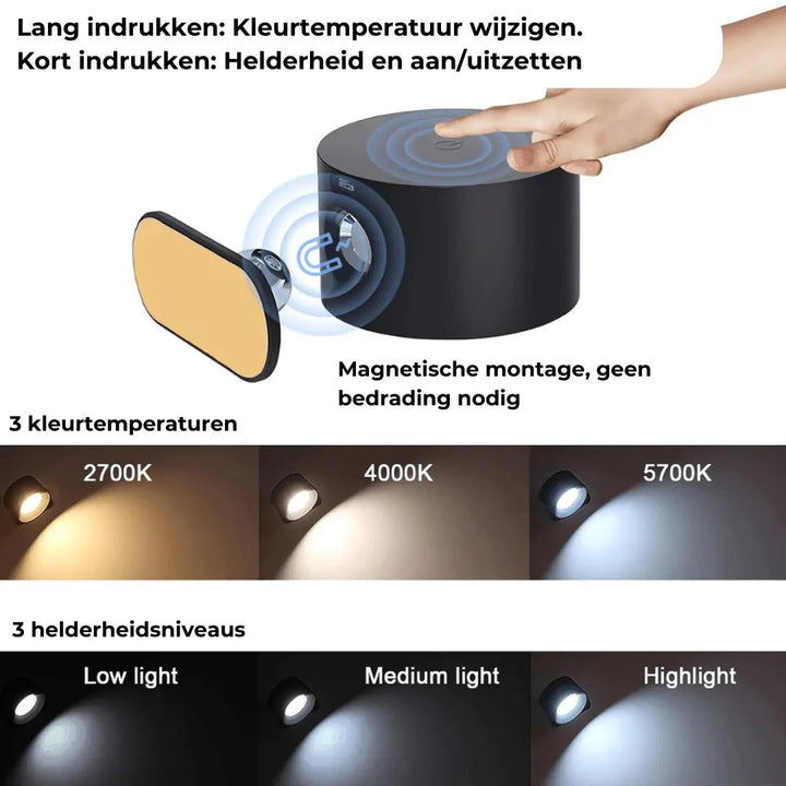Skanto | Vegglampe Oppladbar Trådløs 360°