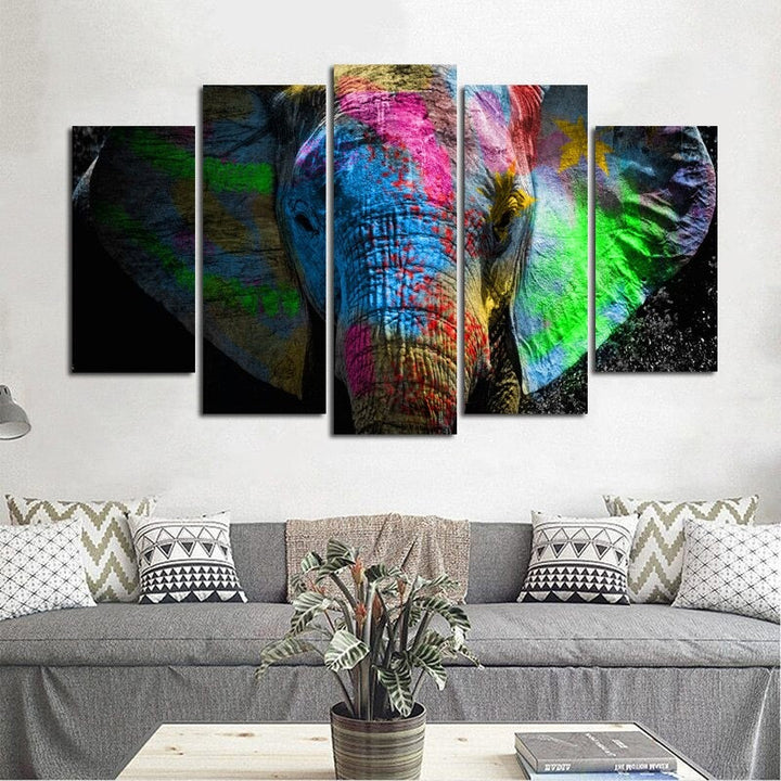 5 Paneler "Fargerik Dyremotiv"-Veggkunst Modulerte Bilder Plakat | Skanto