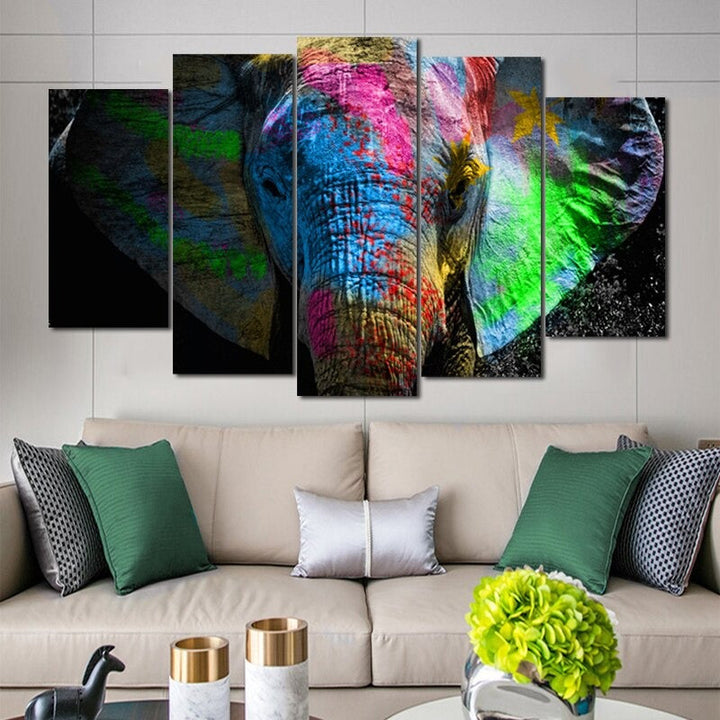 5 Paneler "Fargerik Dyremotiv"-Veggkunst Modulerte Bilder Plakat | Skanto