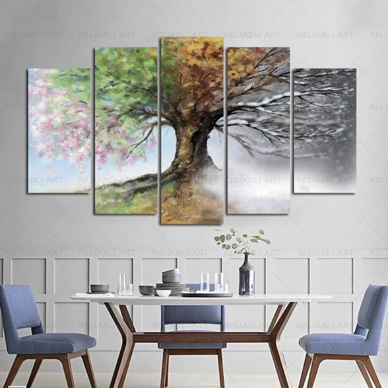 5 Panels "Saisonale Baum"-Veggkunst Modulære Bilder Plakat | Skanto