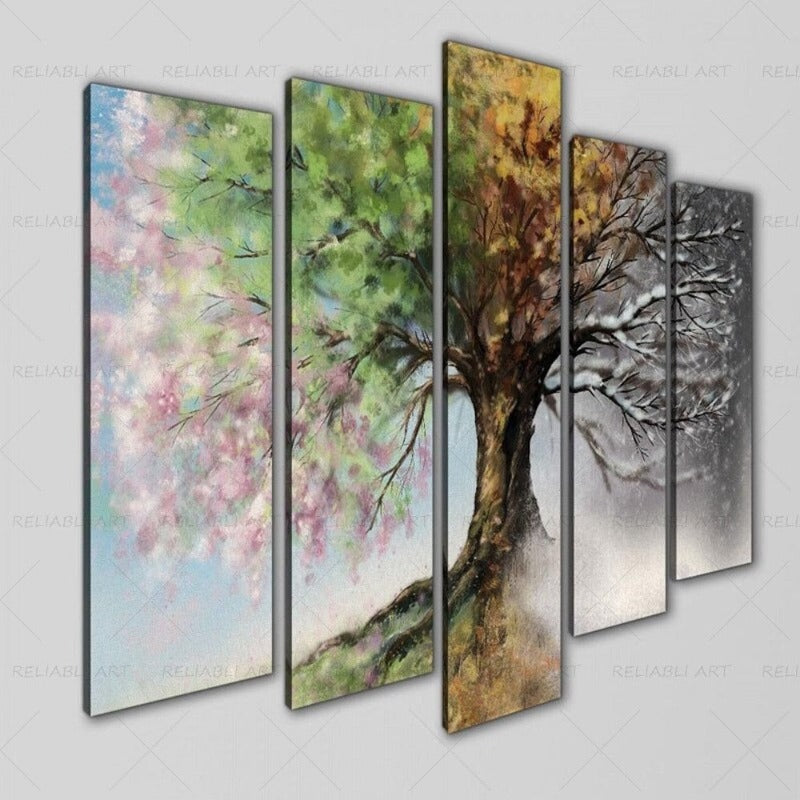 5 Panels "Saisonale Baum"-Veggkunst Modulære Bilder Plakat | Skanto