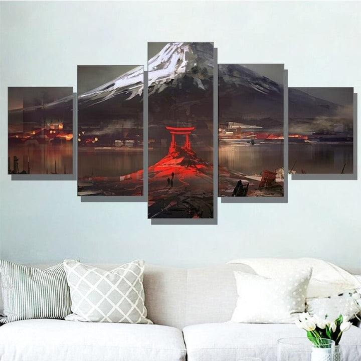 5 stk Abstract Art "Mount Fuji Japan Drawing"-veggkunst plakat | Skanto