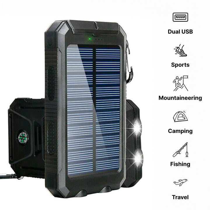 Skanto | Solenergi Power Bank Vanntett USB Lader Lommelykt