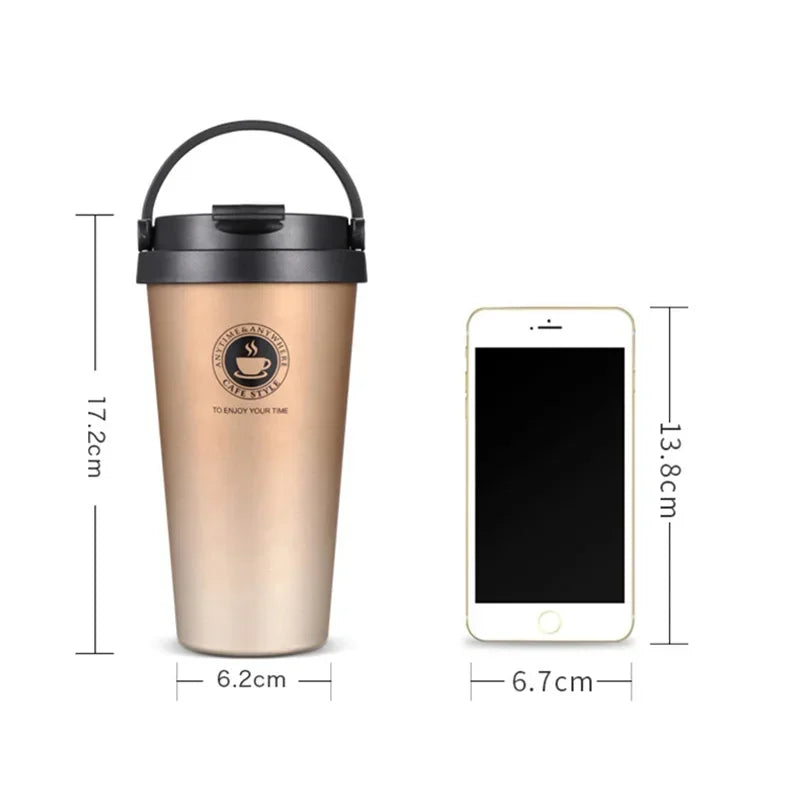 WarmCold Isolierbecher – Edelstahl-Reisebecher 500 ml med Schiebedeckel