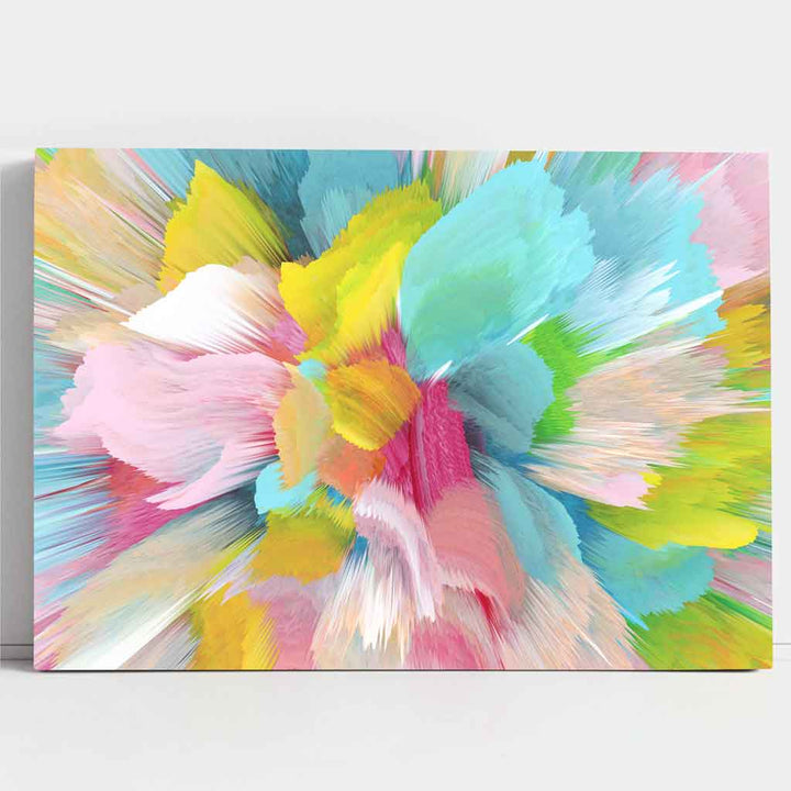 Abstrakt blå og rosa blomsterkunst på lerret