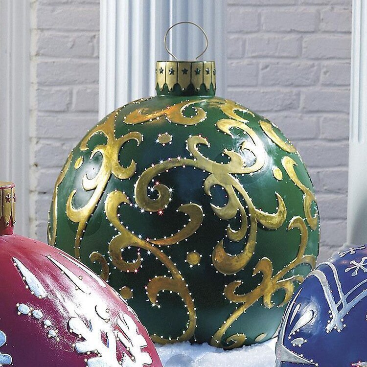 Skanto | Jule Oppblåsbar Dekorasjon Ball | Utendørs Hage Ornament | 60cm PVC