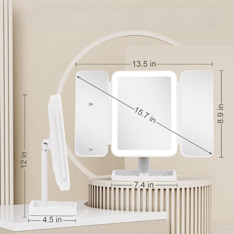 Tri-Fold LED Sminkespeil Skanto