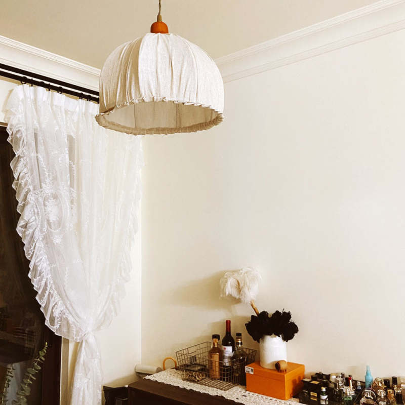 EcoLume - Minimalistisk skandinavisk LED Pendellampe Beige Tørkle, Justerbar for Stue og Spisestue | Skanto