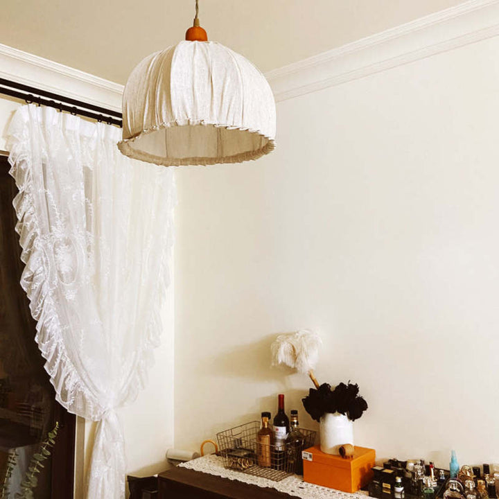 EcoLume - Minimalistisk skandinavisk LED Pendellampe Beige Tørkle, Justerbar for Stue og Spisestue | Skanto