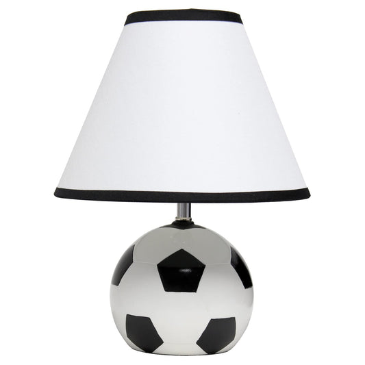 Norvo | Enkle design Lt1079-Scr Sportslite 11.5&quot; Høy atletisk sports fotball keramisk nattbord skrivebord lampe med hvit empire stoffskjerm med svart kant for barnerom, barnerom, soverom, spillrom, mancave