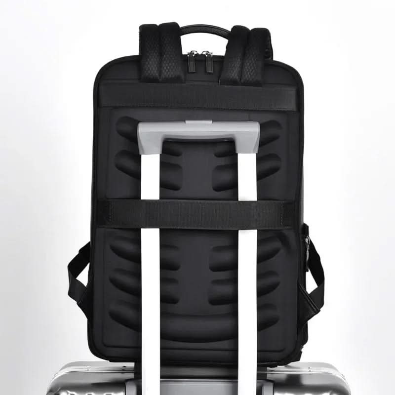 Eleganter Lederrucksack for Damen og Herren med USB-anschluss for laptop og täglichen bruk, 15,6 Zoll, schwarz