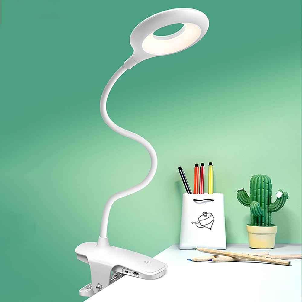 Skanto | Oppladbar LED Bordlampe med Klemme – Justerbar Skrivebordslampe for Hjemmekontor og Studier
