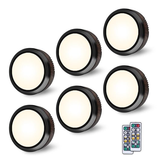 Norvo | Leastyle Fjernkontroll Led Puck Lys, Dimmbar Batteridrevet Under Skap Lys - 6 Pakke Naturlig Hvit