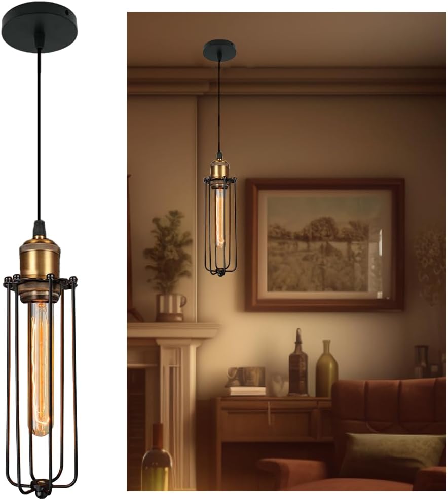 Skanto | Industriell Pendellampe i Retro Design – Vintage Hengelampe med Metallgitter