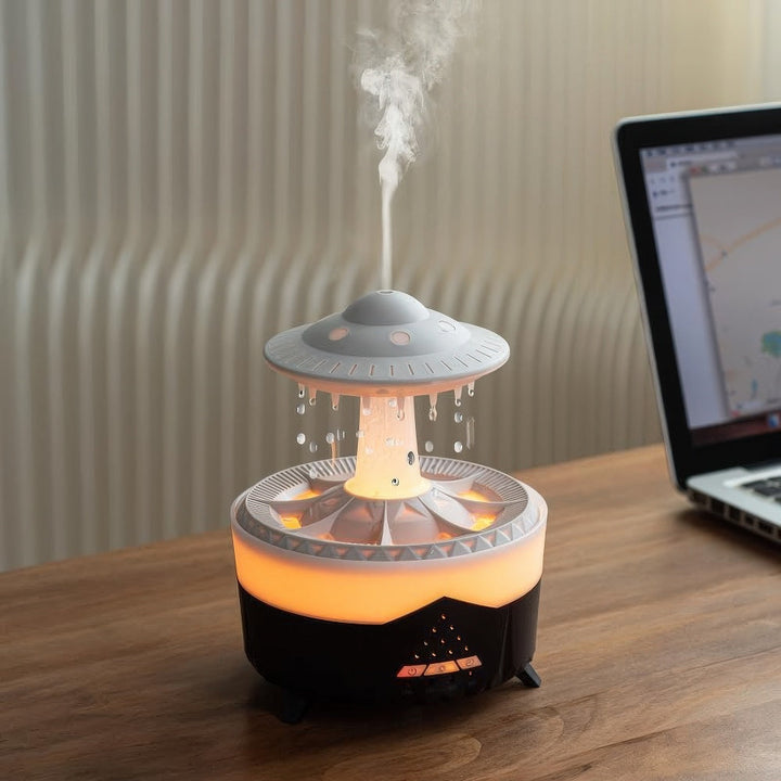 Skanto | Sopphumidifier med Regnbyge Lampe Aromaterapi - Fargerik Regndråpe Lys Eterisk Olje Diffuser