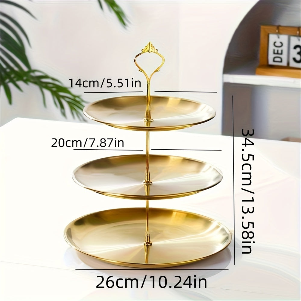 SteelTower - Elegant Triple Serving Plate for Parties Skanto