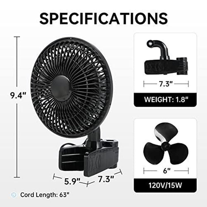 Grow Tent Poles Clip Fan Monkey Fan 6inch svart | Skanto