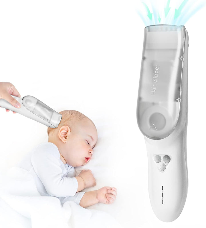 Baby-hårklipper med vakuumsystem – Vanntett oppladbar hårklipper med oppbevaringsboks | Skanto