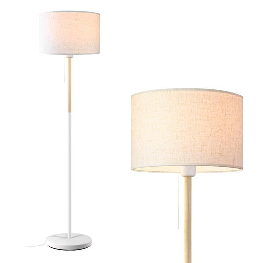 Norvo | Lalisu Moderne Hvit Gulvlampe - Mid-Century Bondehusdesign Med Lin Skjerm For Stue