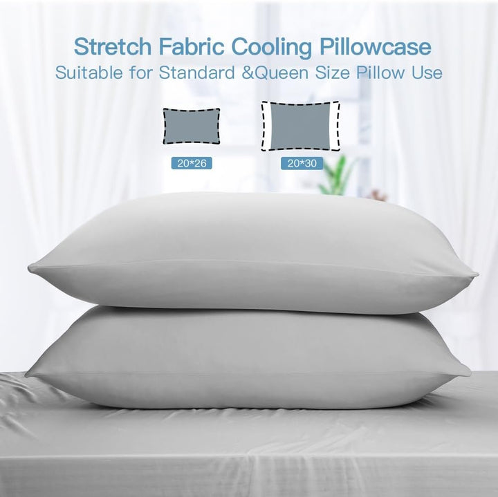 2-Pack Kjølepillowcases – Q-Max >0.5 , Anti-Statisk, Skult Glidelås,, Farge Grå | Skanto