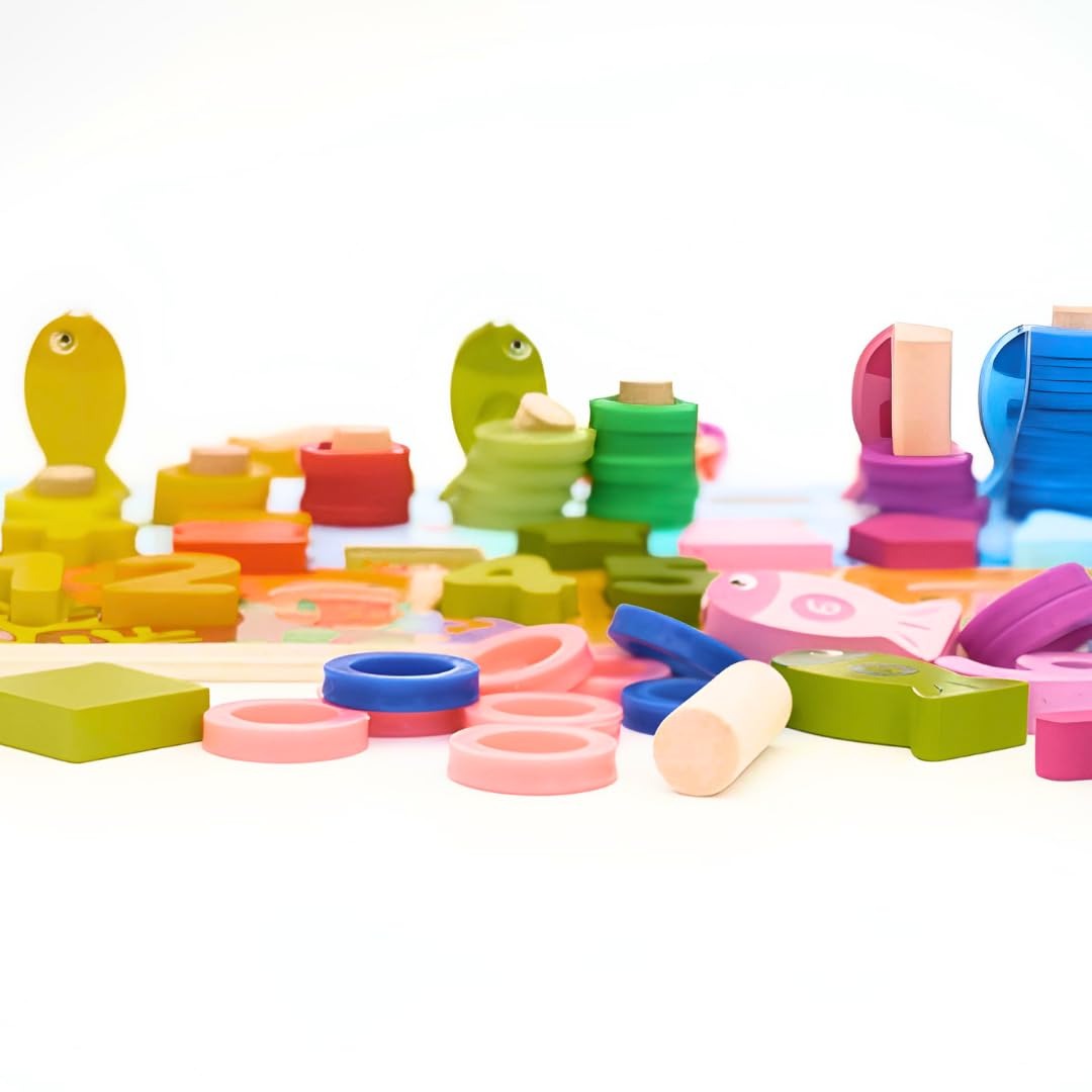 Norvo | EcoToys NumPuzzle | Lære å telle med moro - Tre Montessori tallpuzzle & fiske spill