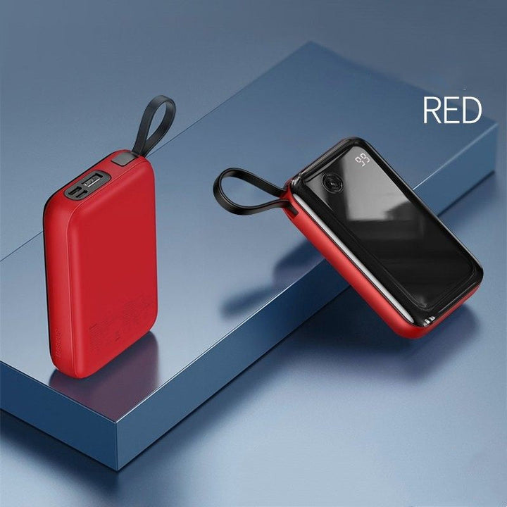 Skanto | 10000mAh Power Bank med innebygd kabel og 3 utganger, for telefon og nettbrett