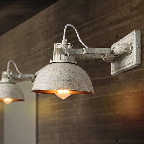 Dome Metall Veggmontert Sconce Antikk 1 Hode Stue Justerbar Vegglampe i Hvit med Håndtak | Skanto
