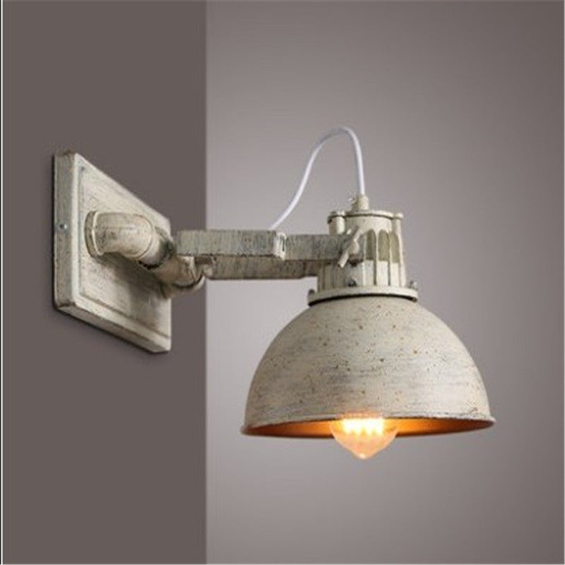Dome Metall Veggmontert Sconce Antikk 1 Hode Stue Justerbar Vegglampe i Hvit med Håndtak | Skanto