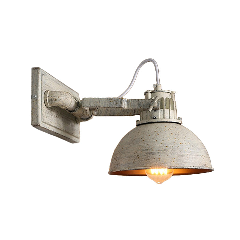 Dome Metall Veggmontert Sconce Antikk 1 Hode Stue Justerbar Vegglampe i Hvit med Håndtak | Skanto