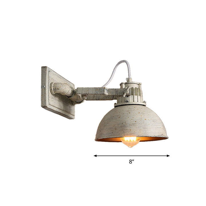Dome Metall Veggmontert Sconce Antikk 1 Hode Stue Justerbar Vegglampe i Hvit med Håndtak | Skanto