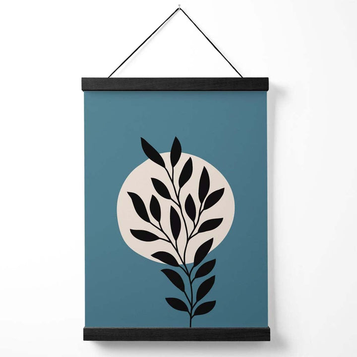 Blå og beige bohemsk grafisk plakat med blomstermønster og oppheng